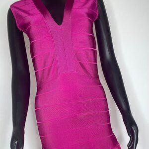 Venus Fuchsia Bandage Dress W Fringes